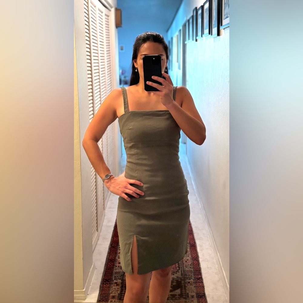 Green Bodycon Square Neck Dress for Night Out
